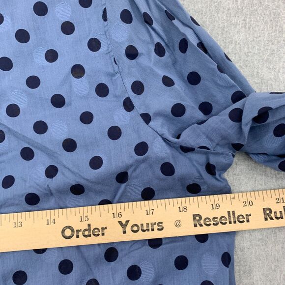 J.CREW Popover Shirt Womens Size 2 Polka Dot Jacquard Blue Sheer Career - Picture 12 of 16